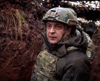 Zelensky in military garb